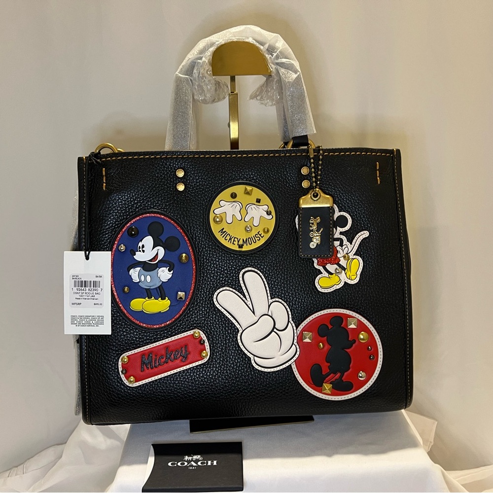 BNWT Disney X Coach Rogue Bag With Patches Mickey Mouse
